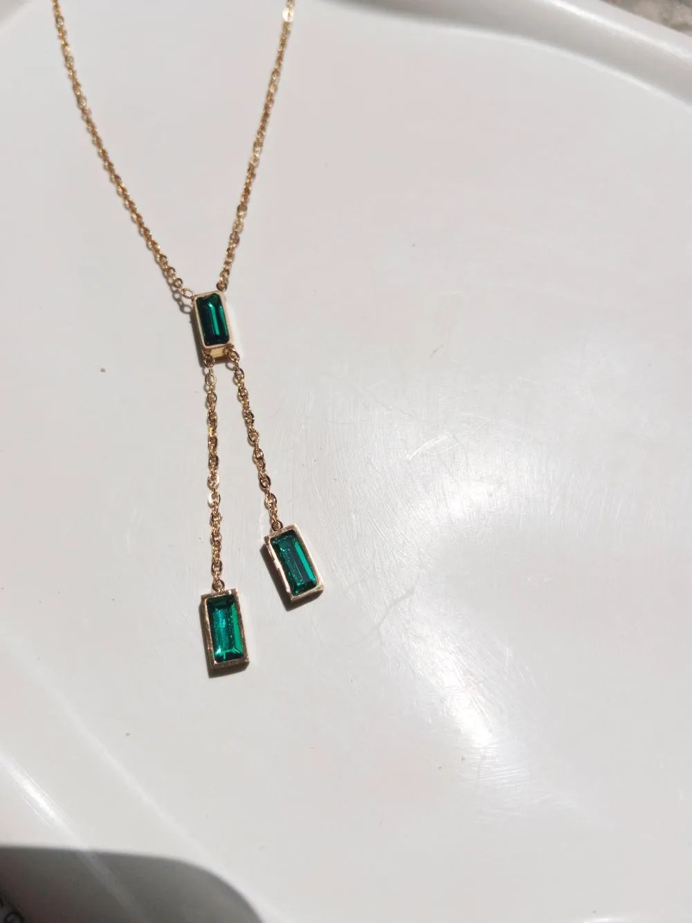 Teal Gemstone Trio Pendant Necklace