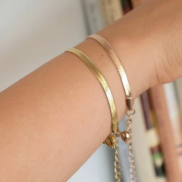  Elegant Gold-Tone Snake Chain Bracelet
