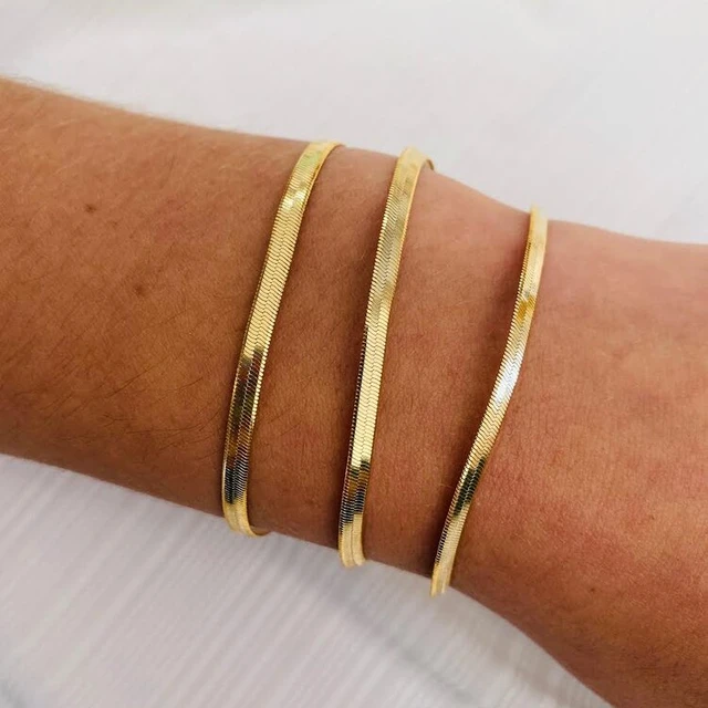  Elegant Gold-Tone Snake Chain Bracelet