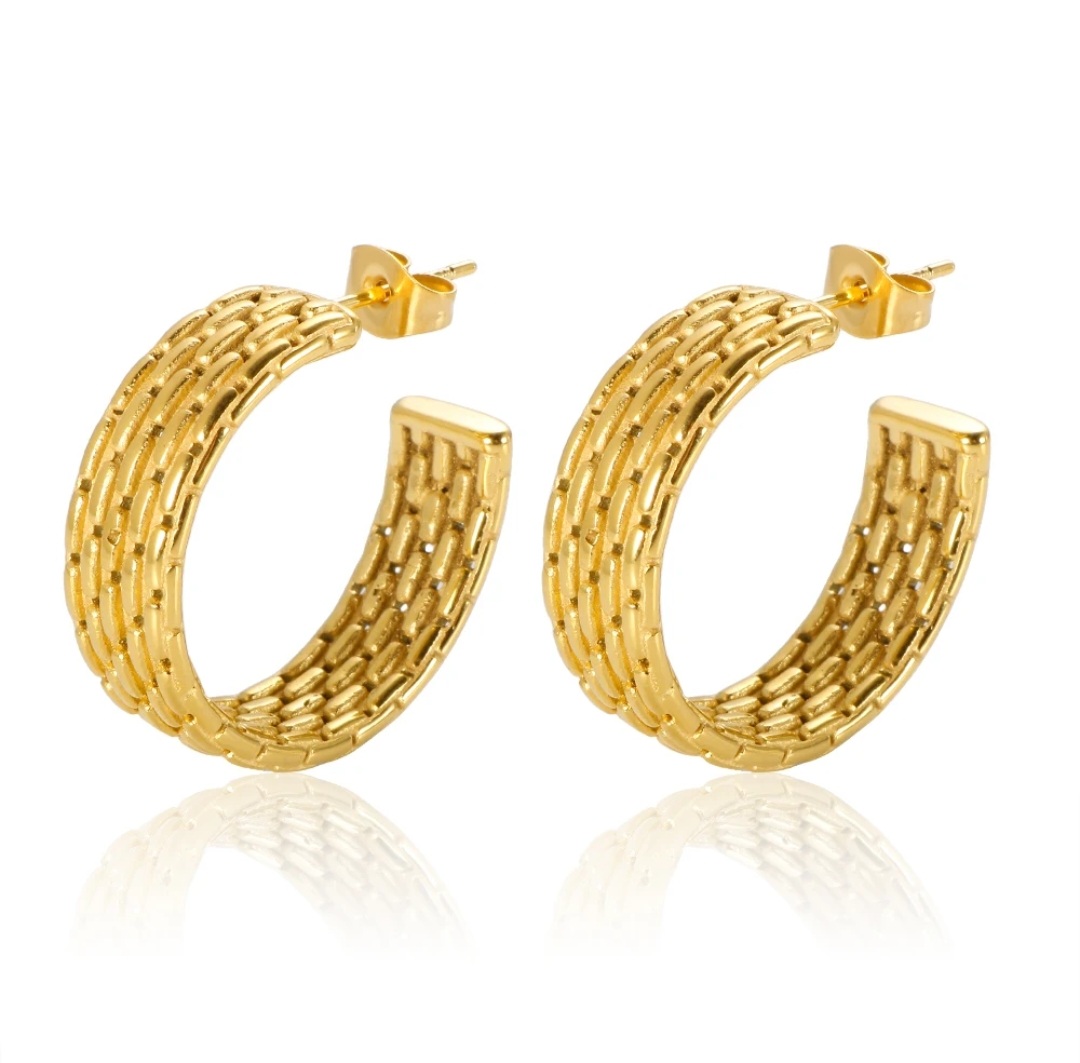 Textured Gold Hoop Earrings