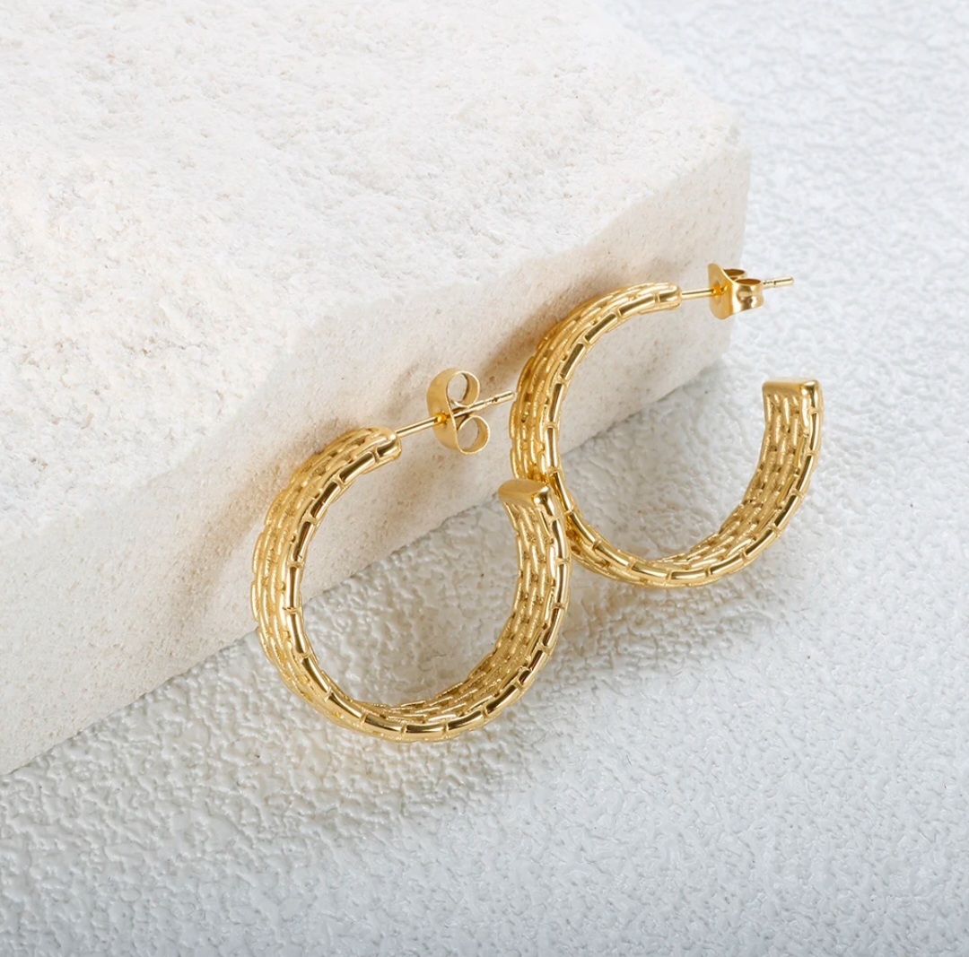 Textured Gold Hoop Earrings