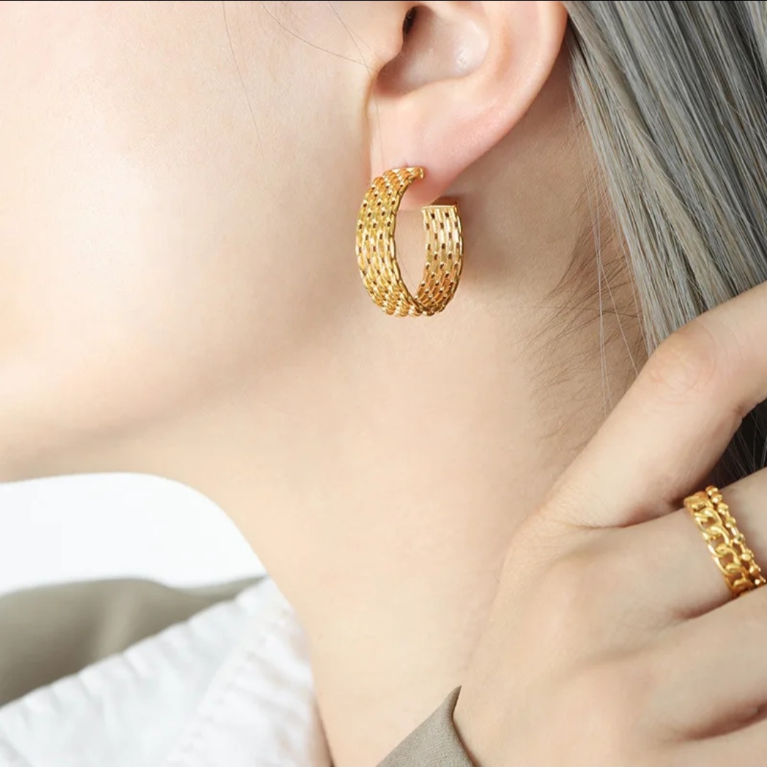 Textured Gold Hoop Earrings