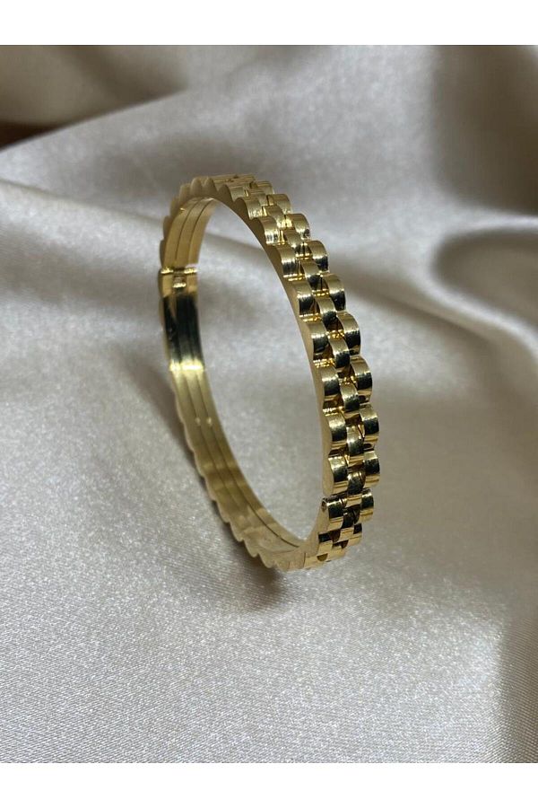 Rolex Inspired Elegant Golden Mesh Bangle