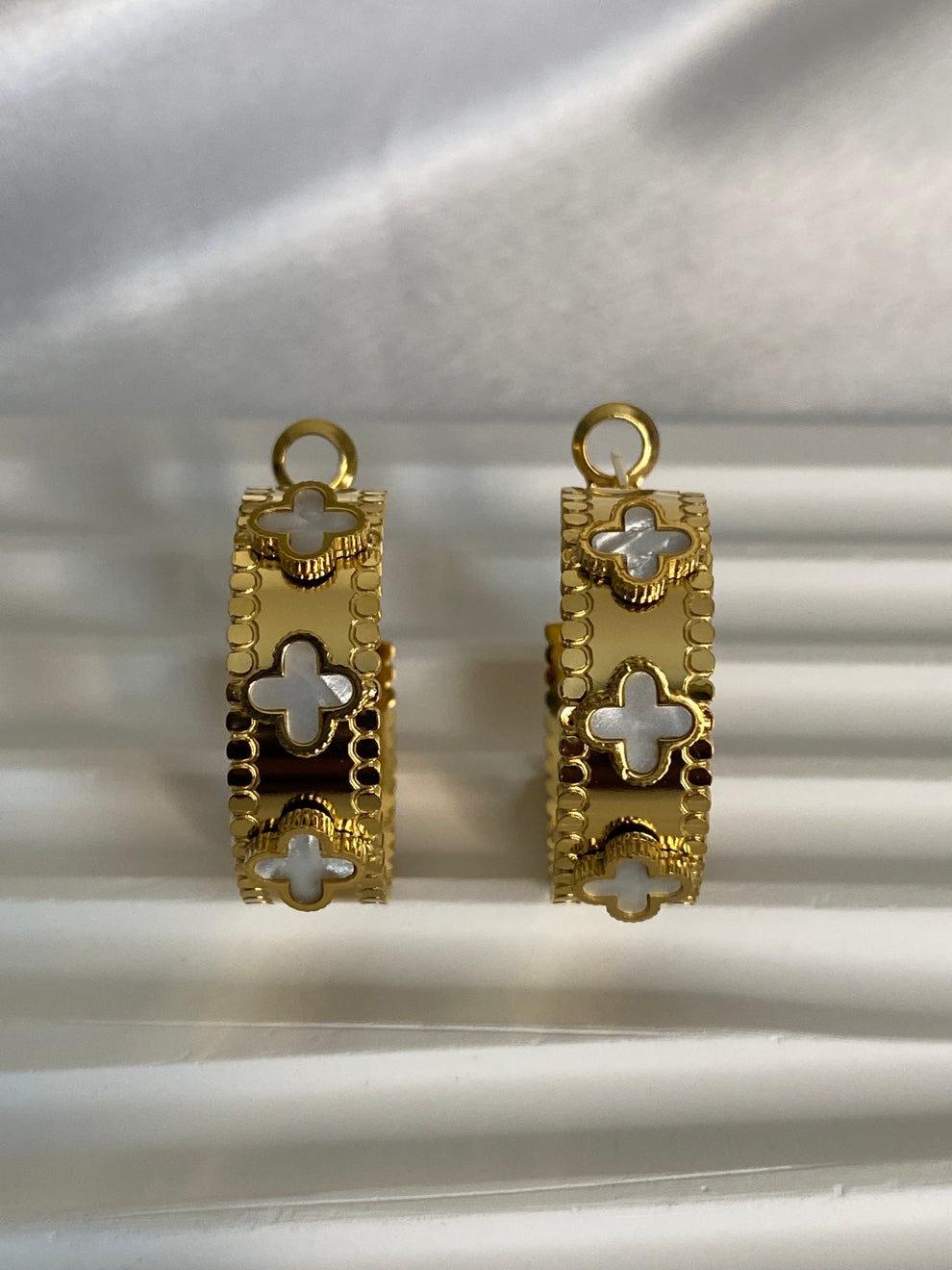 Luxurious Gold Hoop Earrings with Floral Motif