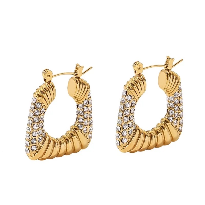 Luxe Gold-Tone Crystal Embellished Hoop Earrings