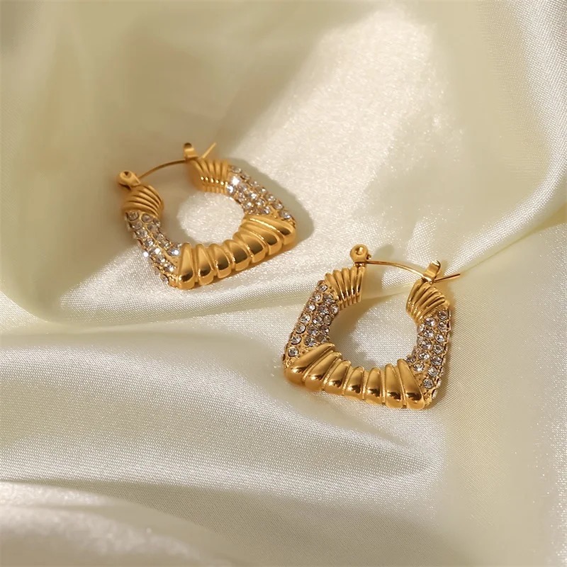Luxe Gold-Tone Crystal Embellished Hoop Earrings