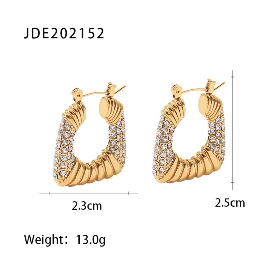 Luxe Gold-Tone Crystal Embellished Hoop Earrings