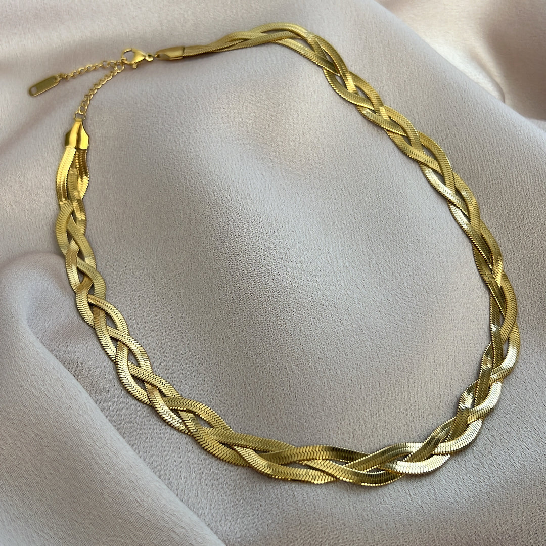 Elegant Gold-Twisted Rope Chain Necklace - 18K Gold Plated
