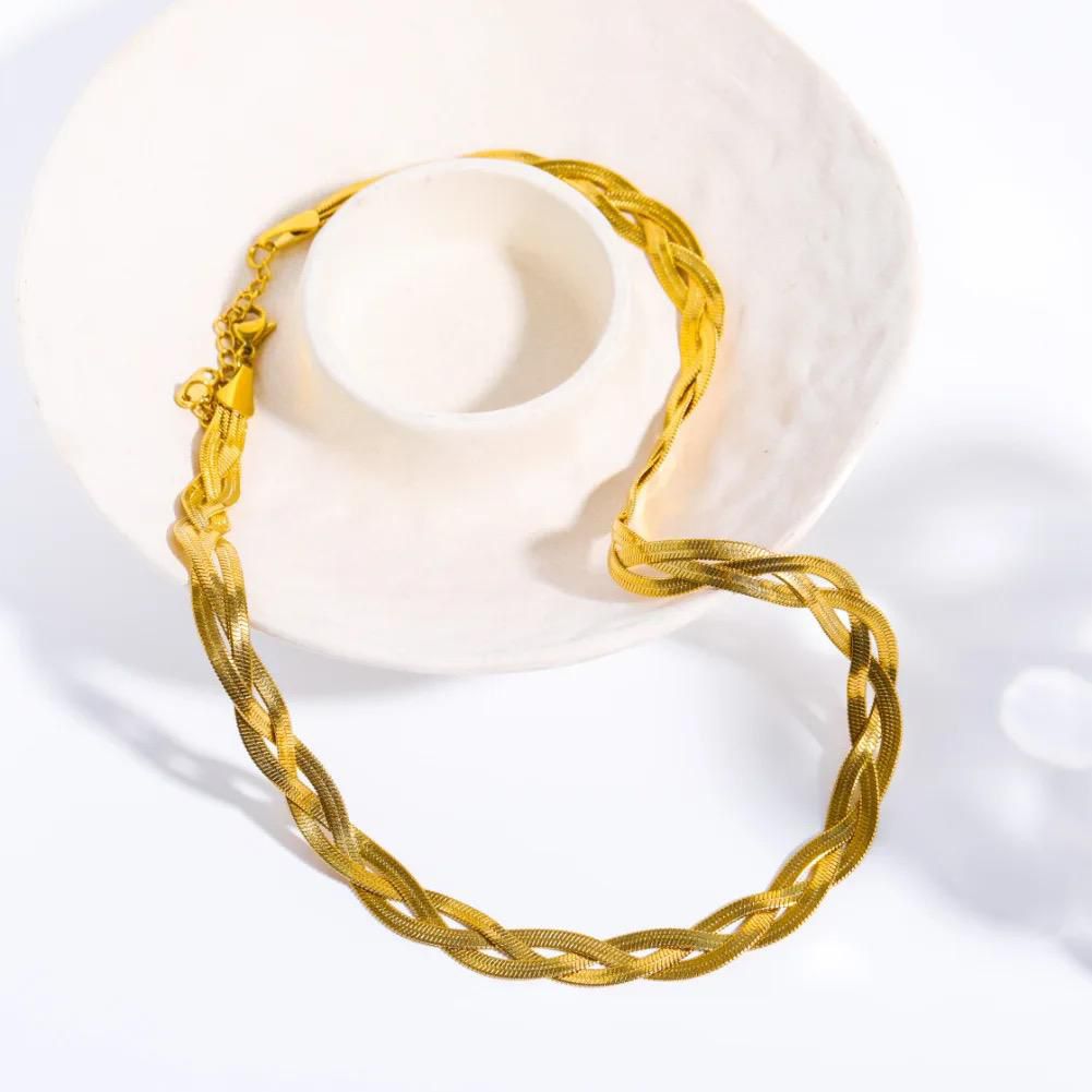 Elegant Gold-Twisted Rope Chain Necklace - 18K Gold Plated