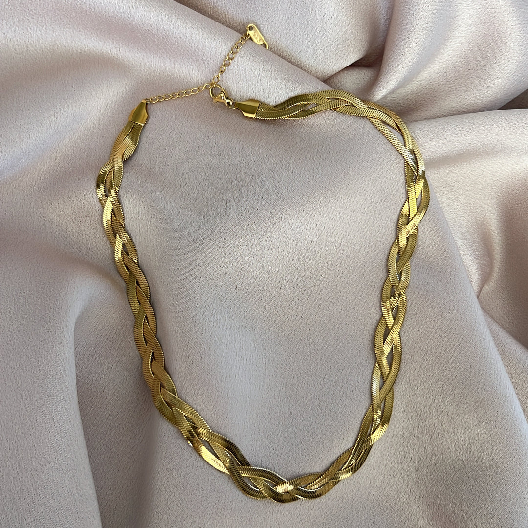 Elegant Gold-Twisted Rope Chain Necklace - 18K Gold Plated