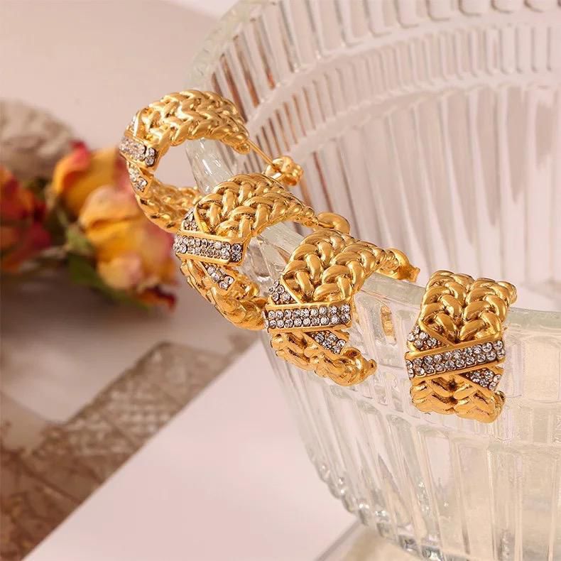 Twisted Rope Crystal Band Earrings