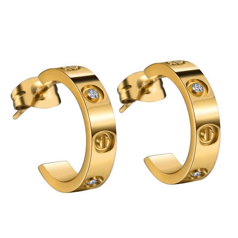 Gold Plated Hoop Earrings with Diamond Accents
