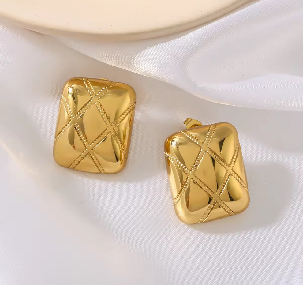 Luxe Gold-Plated Quilted Earrings