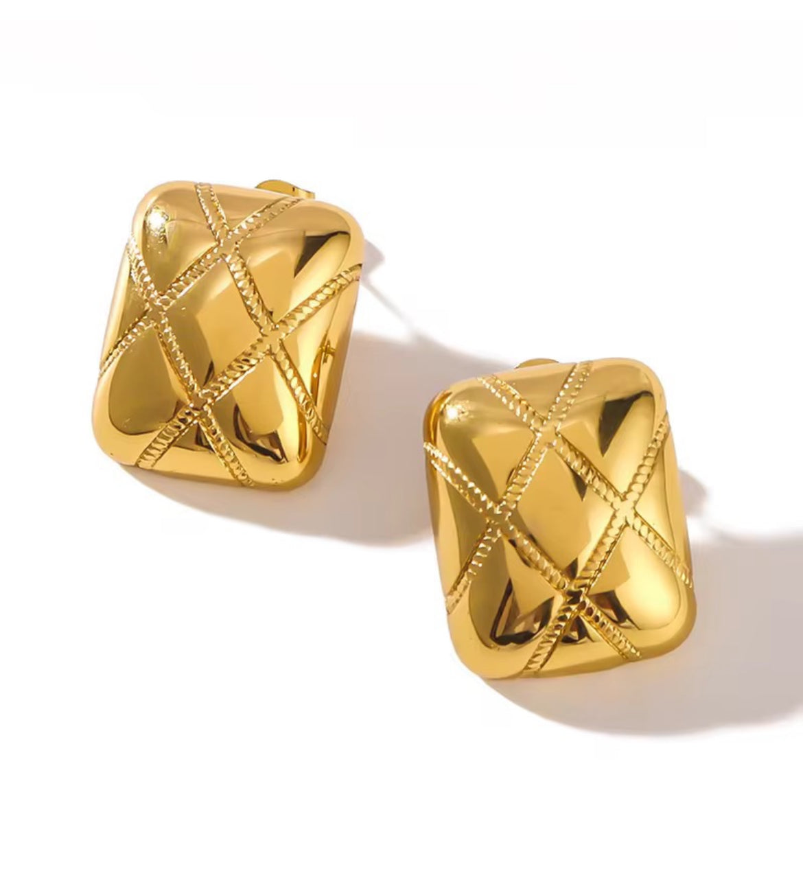 Luxe Gold-Plated Quilted Earrings