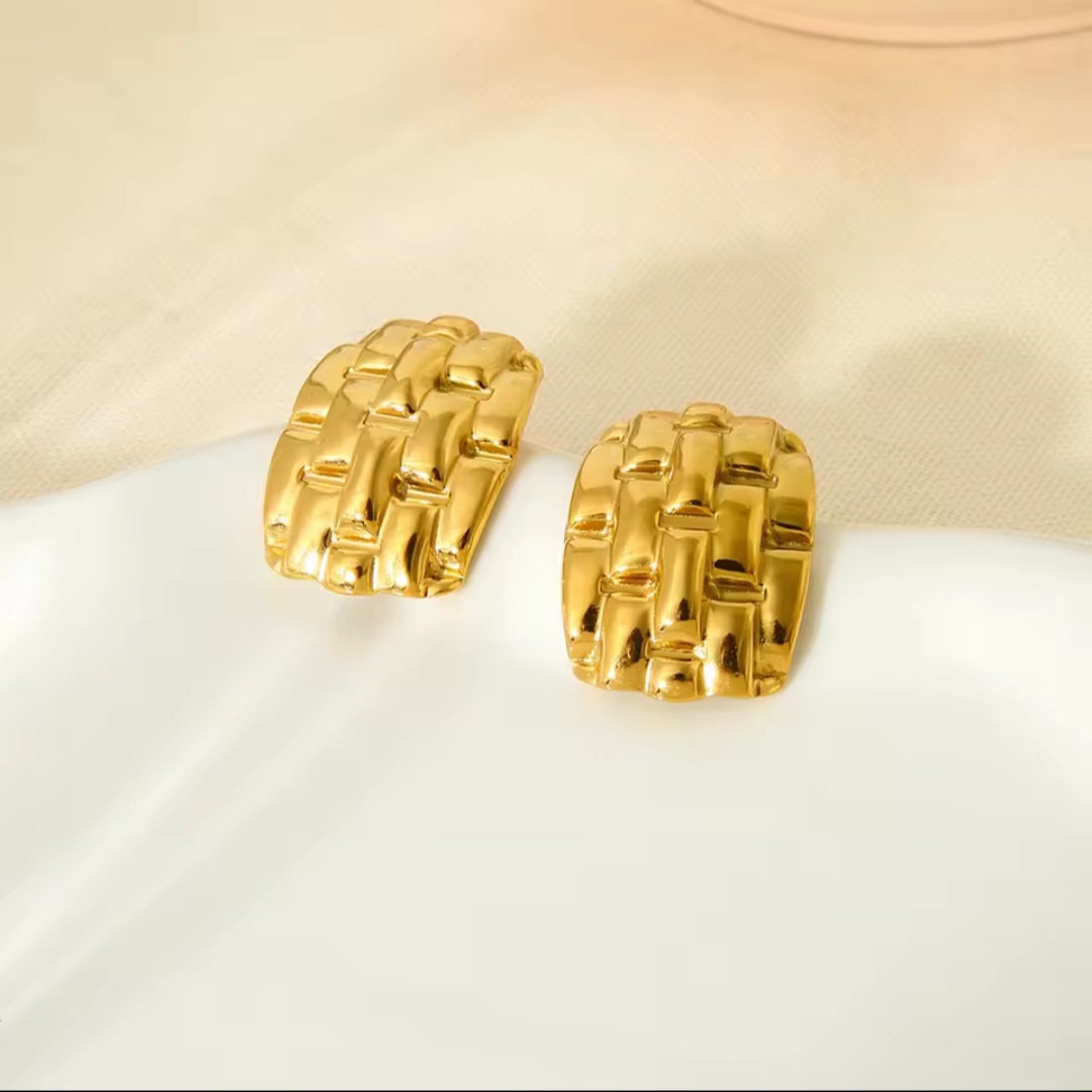Regal Gold-Plated Mesh Earrings