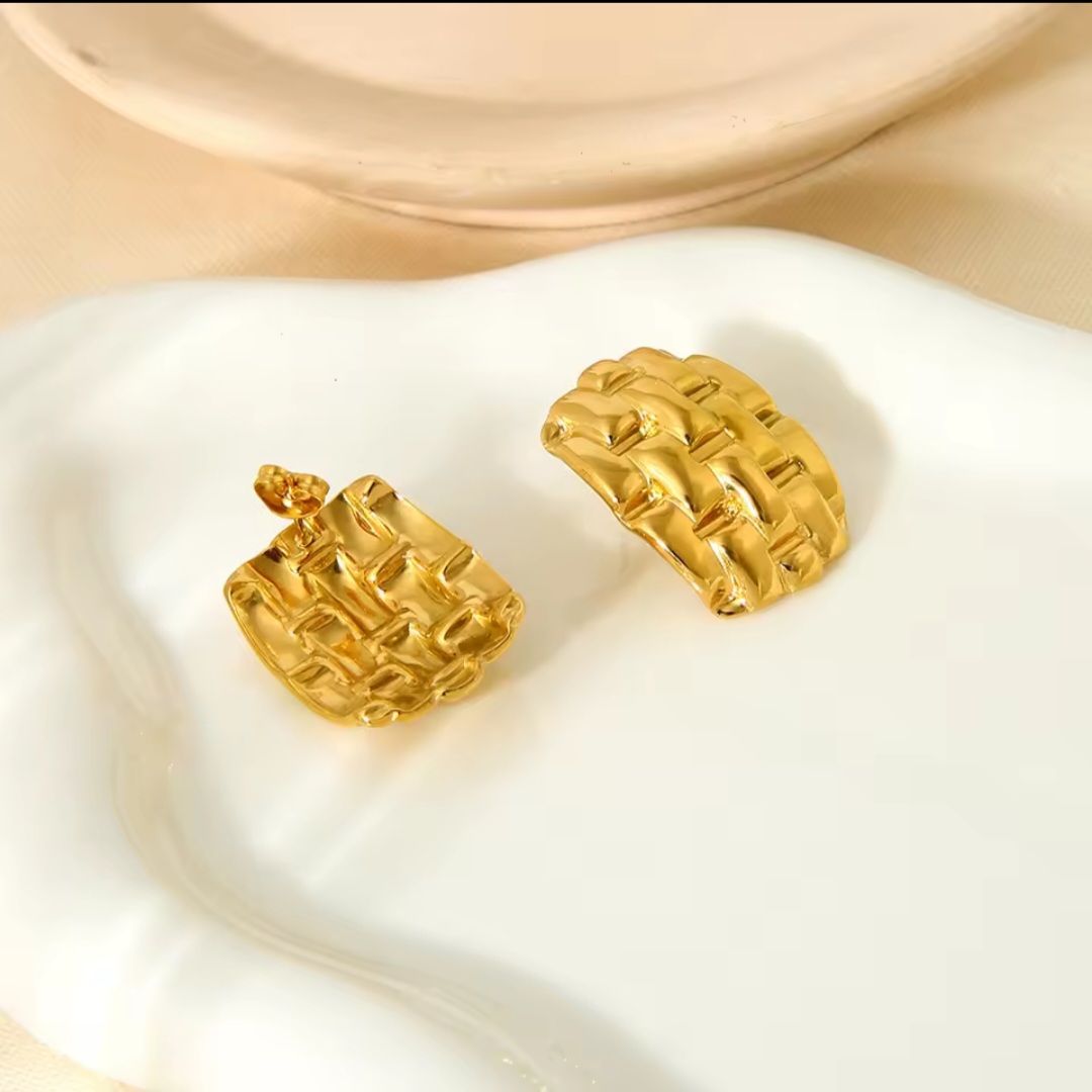 Regal Gold-Plated Mesh Earrings