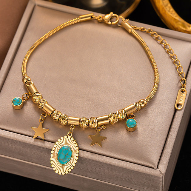 Sitara | Gold Charm Bracelet with Turquoise Dreams