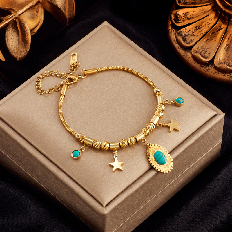 Sitara | Gold Charm Bracelet with Turquoise Dreams