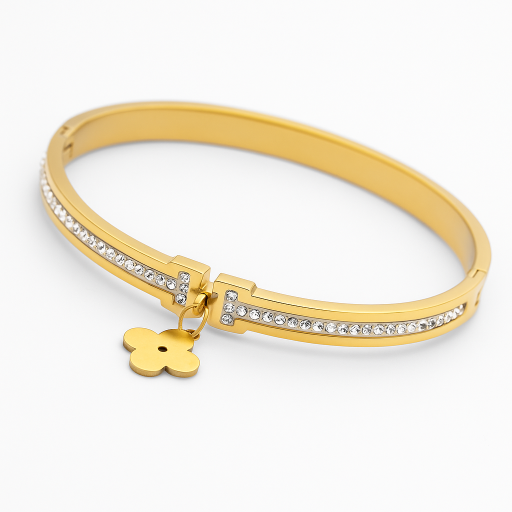 Crystal Bloom Gold-Plated Bangle