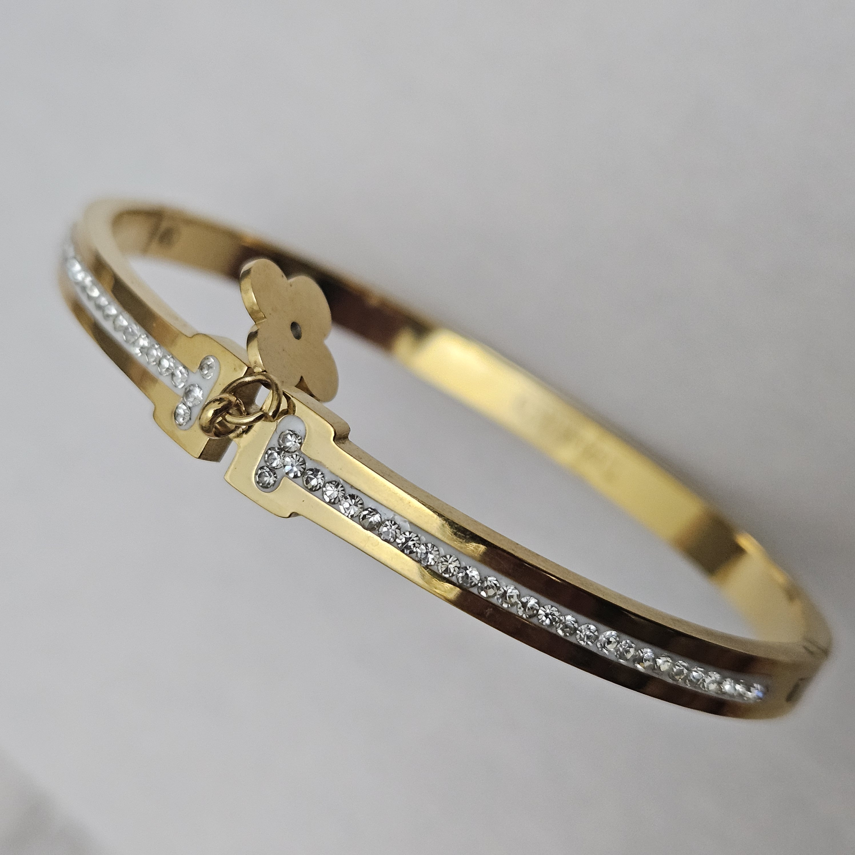 Crystal Bloom Gold-Plated Bangle
