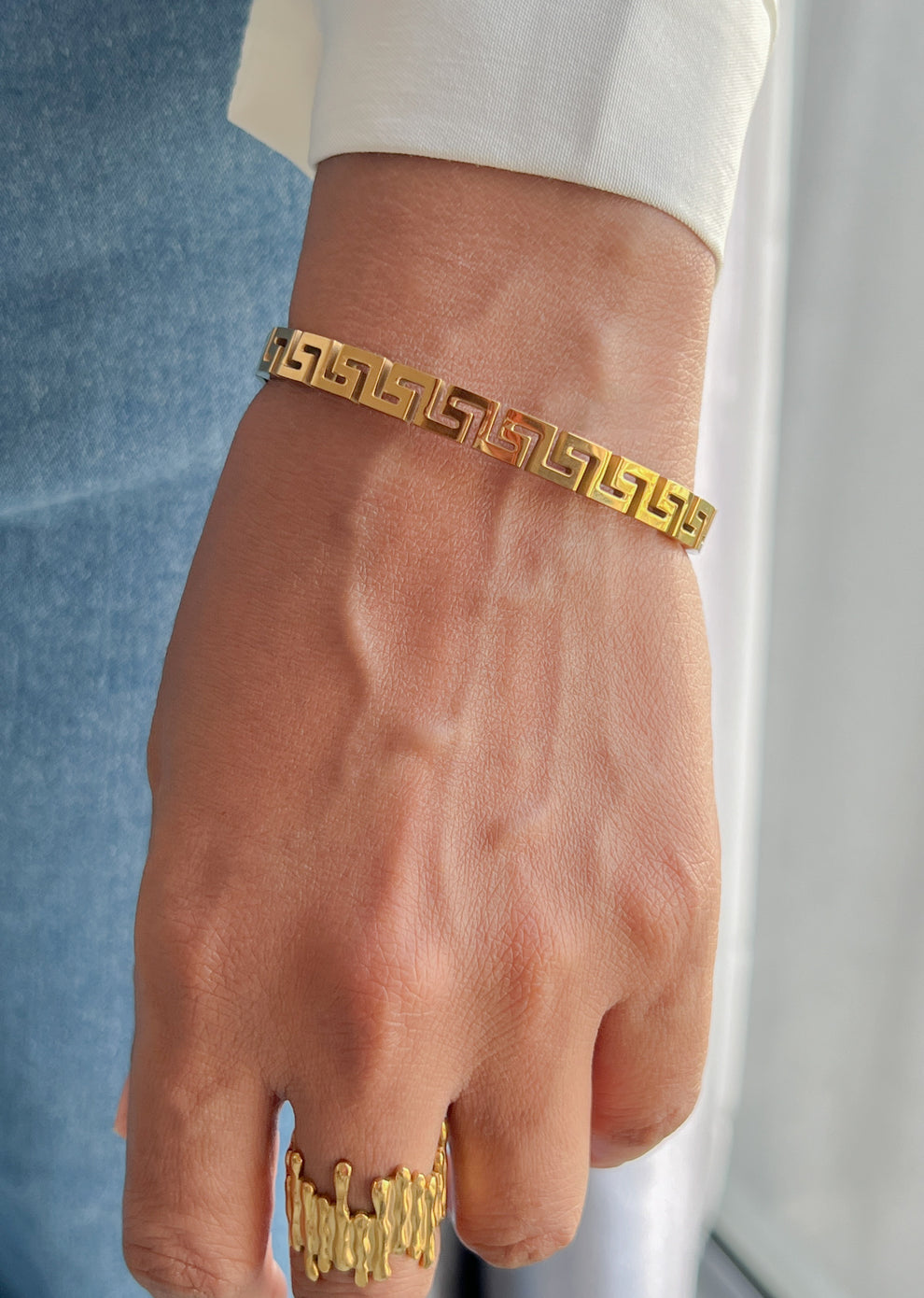 Orion | Greek Key Gold-Plated Cuff