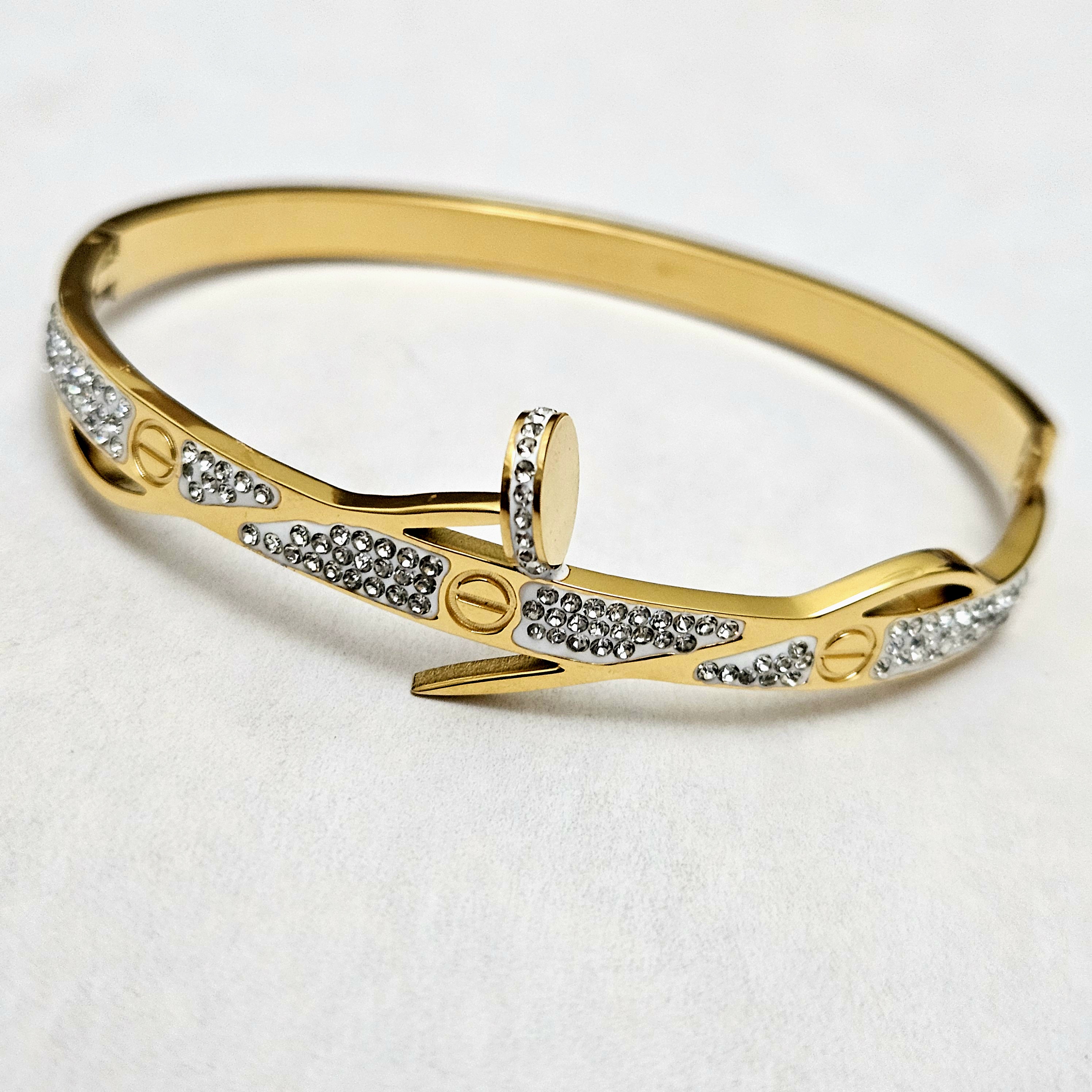 Thari | Sculpted Crystal Nail Bangle