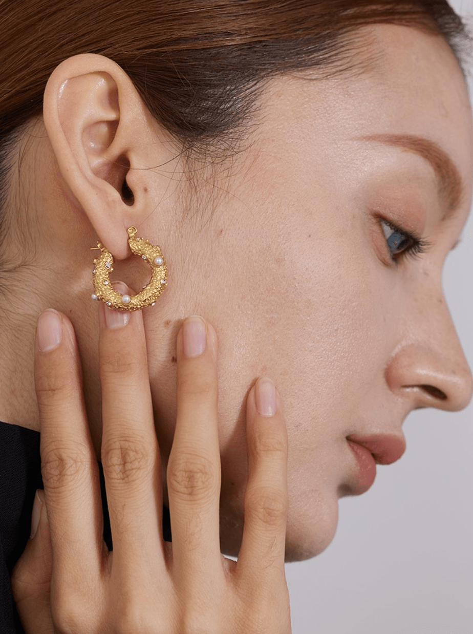 Celeste Pearl Hoop Earrings