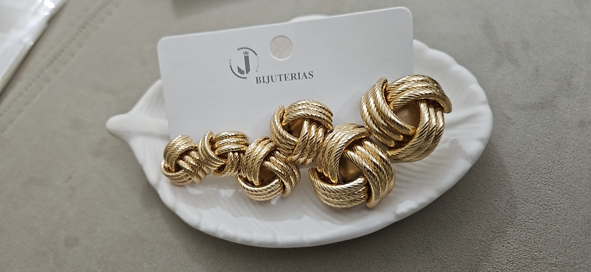 J Bijuterias Twisted Knot Gold Jewelry Set