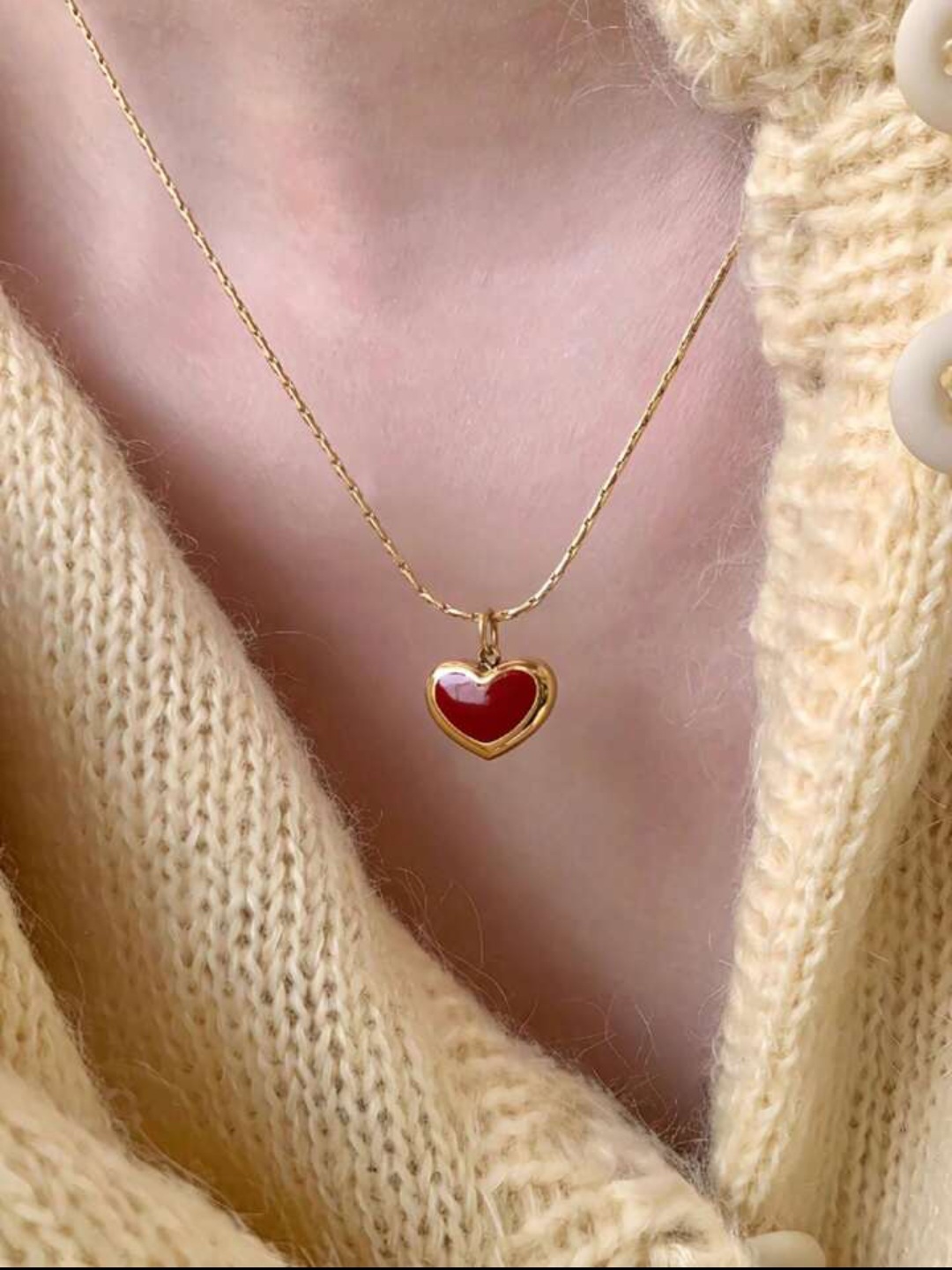 Dil-e-Rubī Necklace – Red Heart in Gold