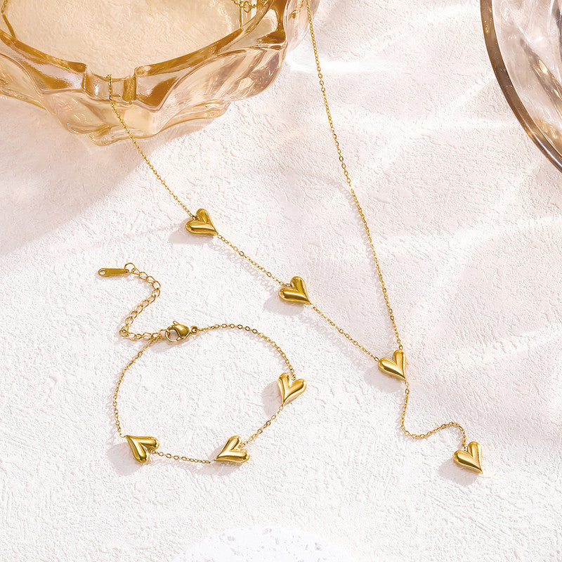 Dil Se Set – Gold Heart Necklace & Bracelet Duo