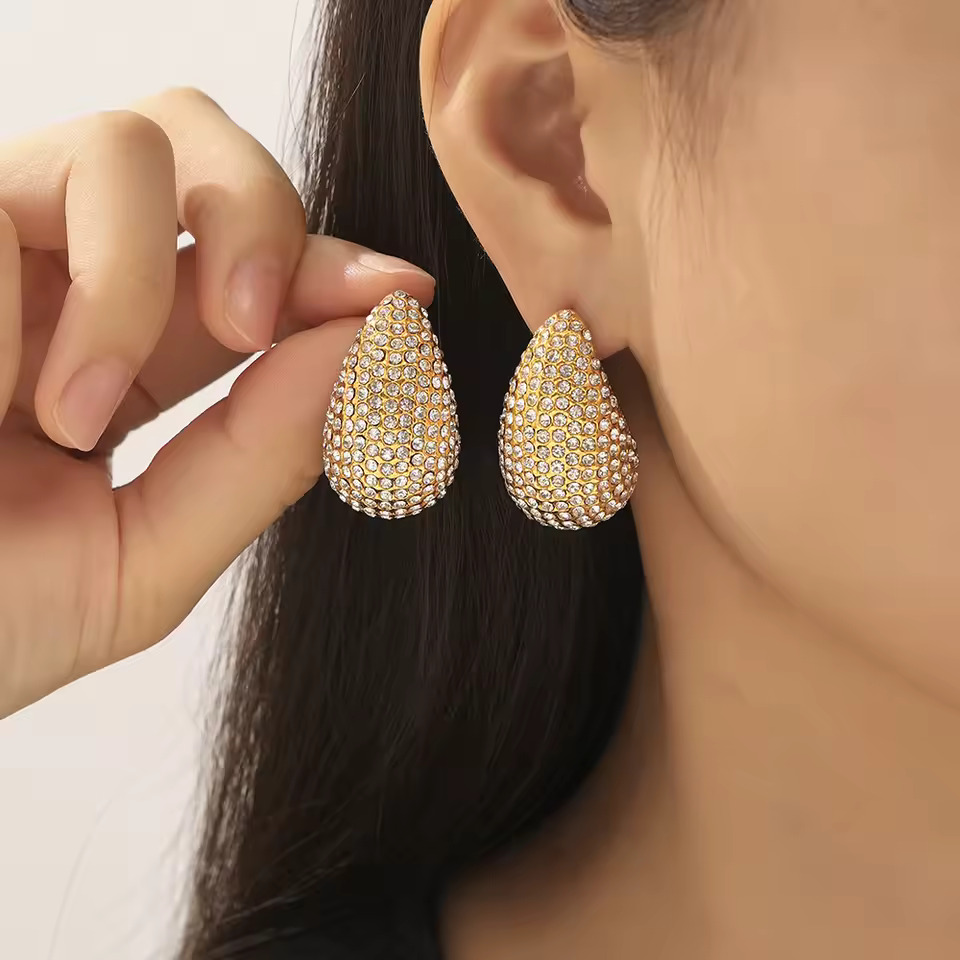 Noor: Pavé Teardrop Earrings