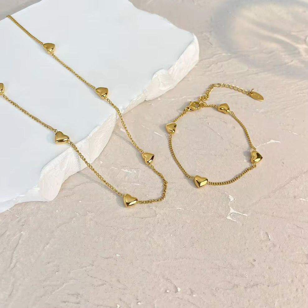 Heartstrings — Gold-Plated Necklace & Bracelet Duo