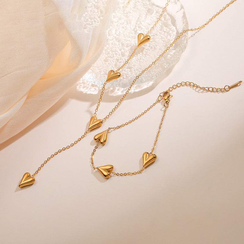 Dil Se Set – Gold Heart Necklace & Bracelet Duo