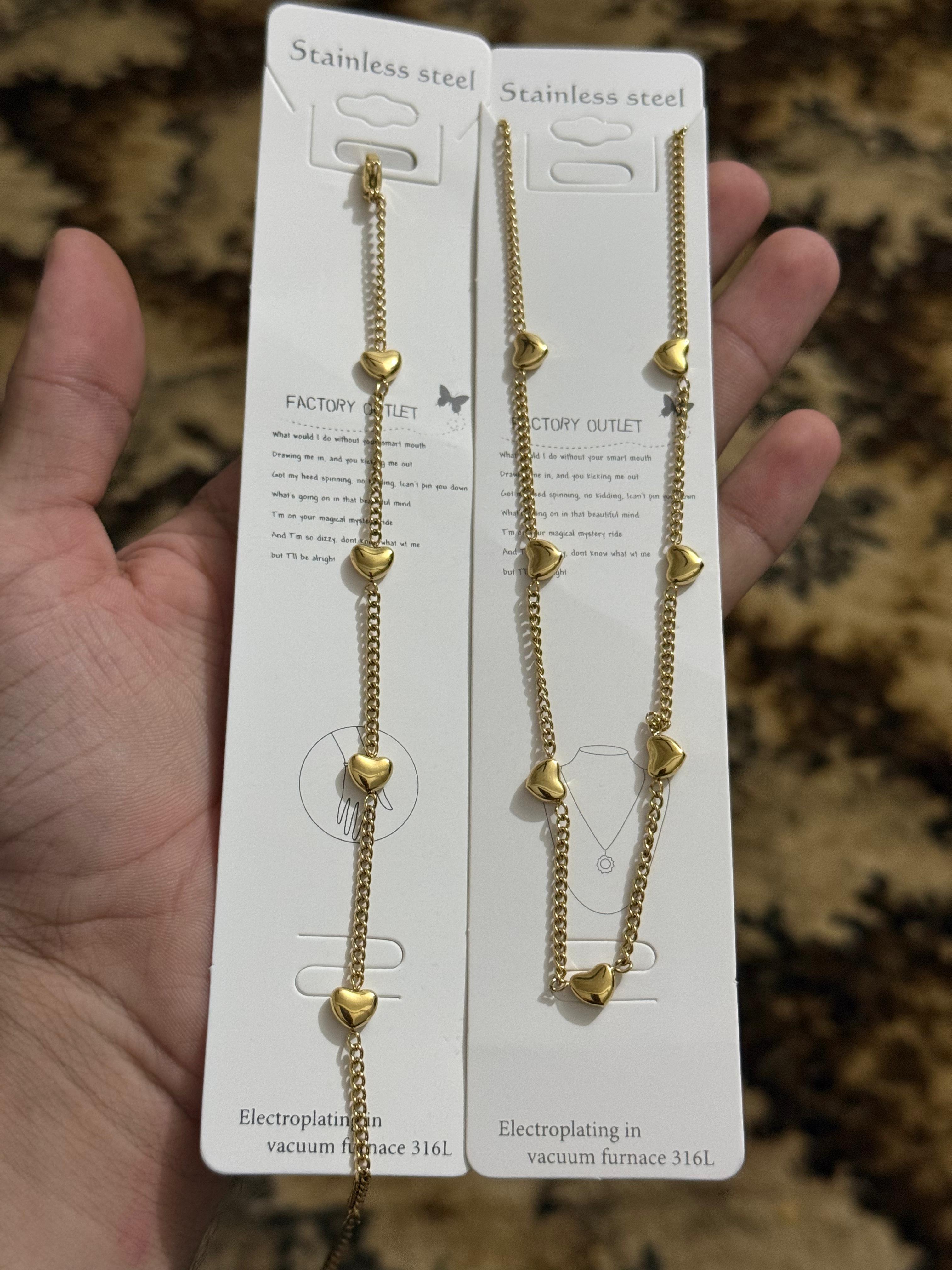 Heartstrings — Gold-Plated Necklace & Bracelet Duo