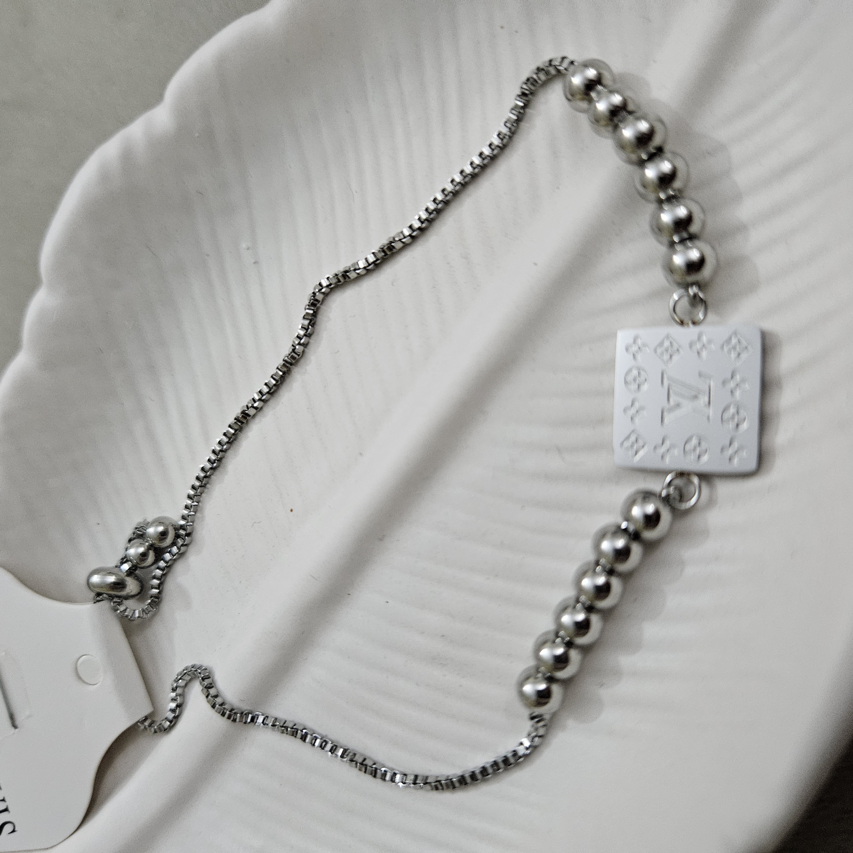 Louis Vuitton-Inspired Silver Charm Bracelet