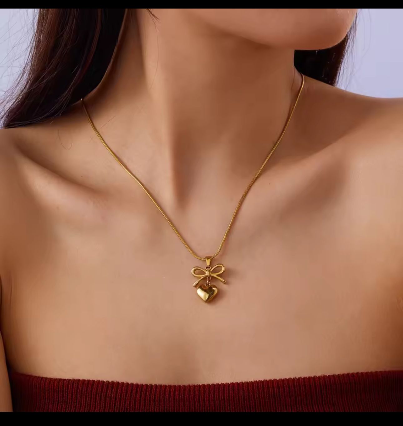 Dilruba Bow Heart Pendant – Grace in Every Curve