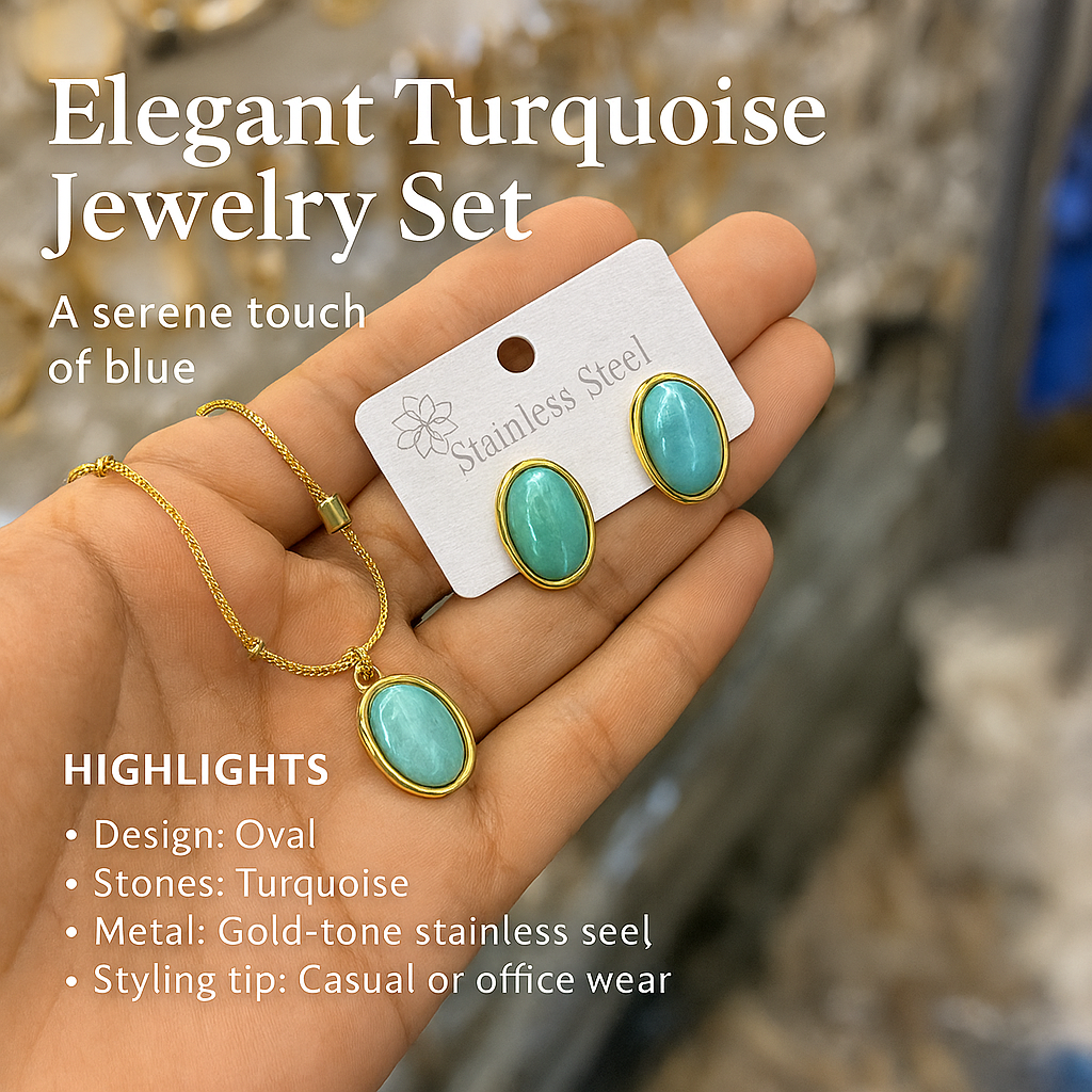 Zareen: Turquoise Oval Jewelry Set