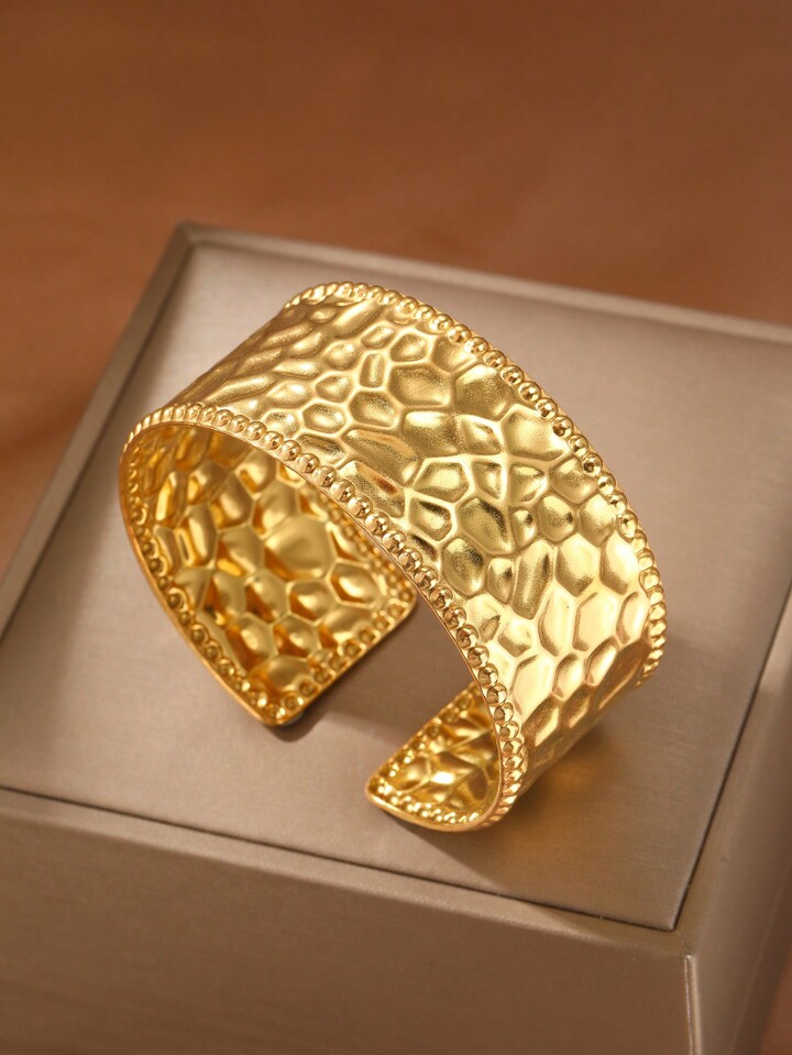 Mosaic Ember – Textured Gold Cuff Bracelet