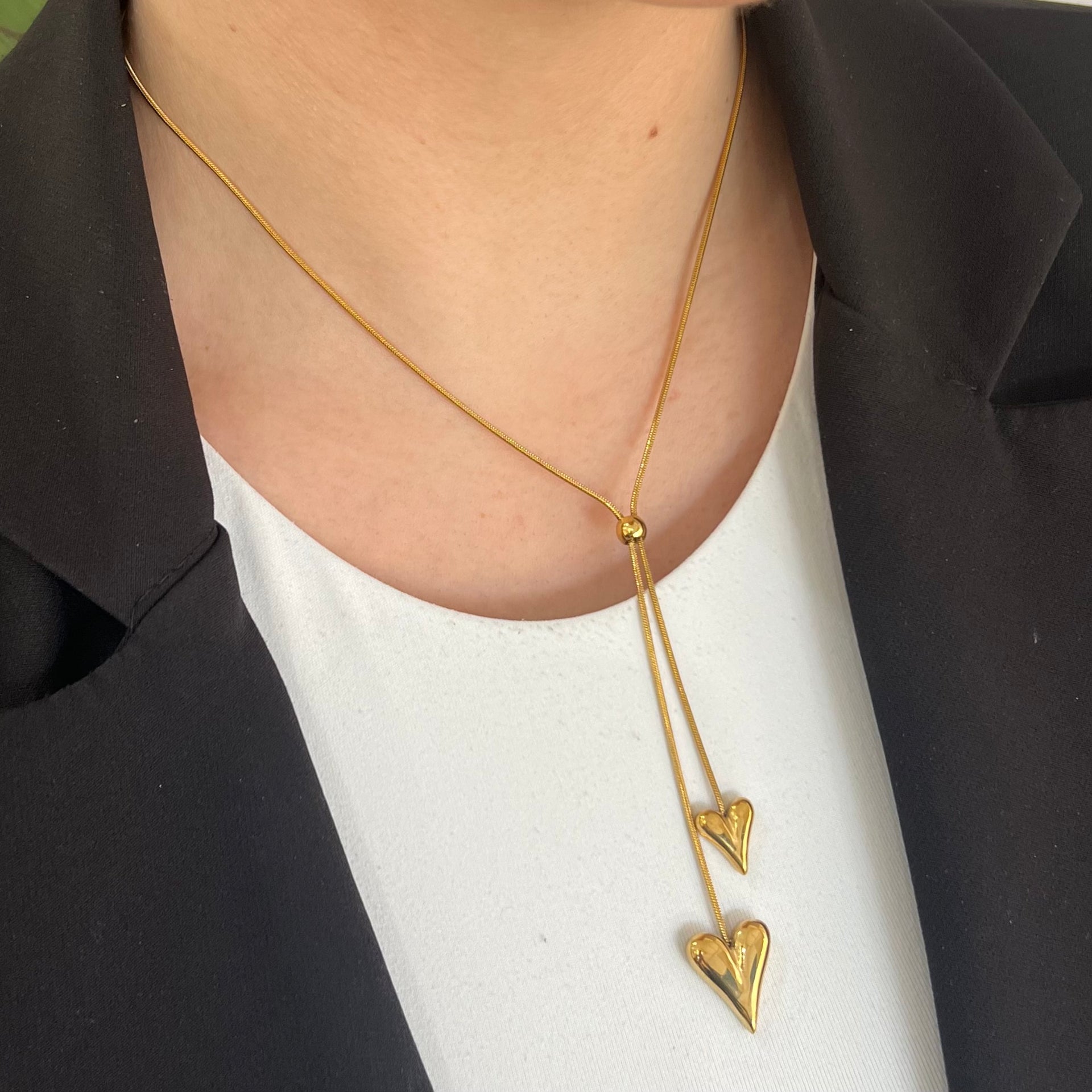 Duo Dil Necklace – Golden Hearts Entwined