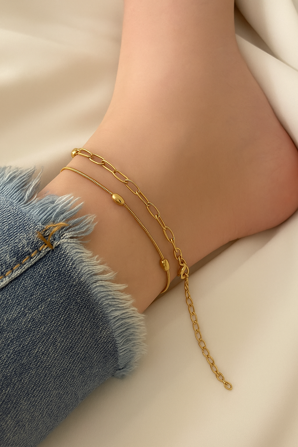 Rooh Gold Anklet Set – Layered Grace for Every Step