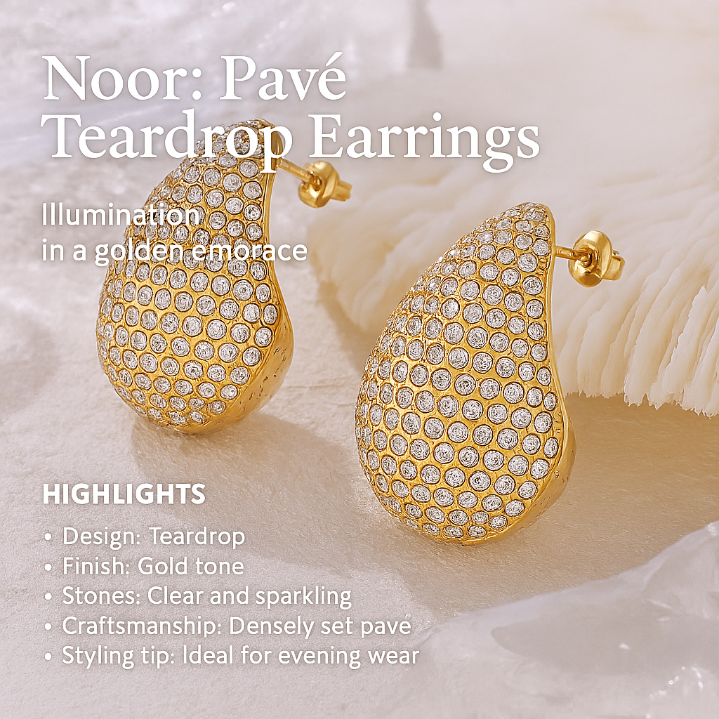 Noor: Pavé Teardrop Earrings