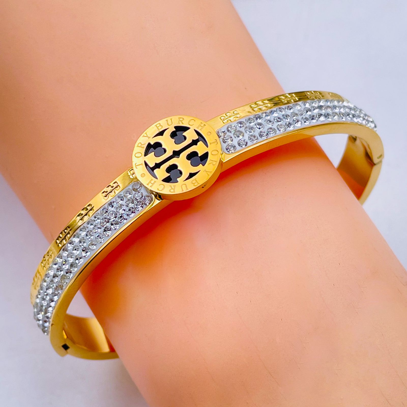 Tory Charm Bangle – Crystal Emblem Elegance
