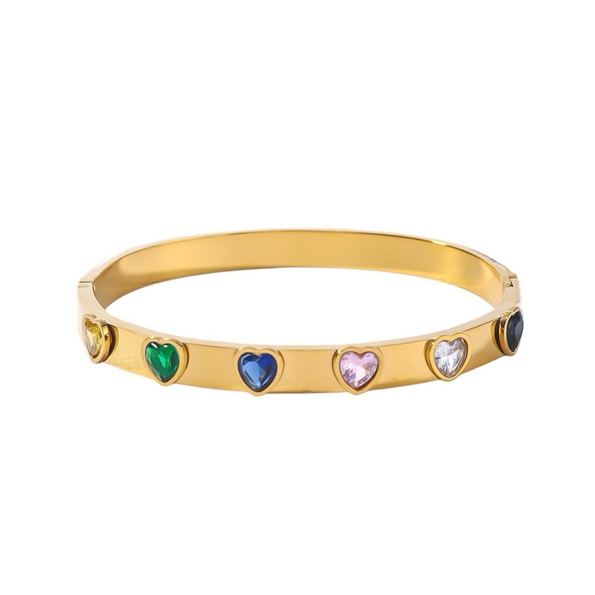Amour Prism – Heart Gemstone Gold Bangle