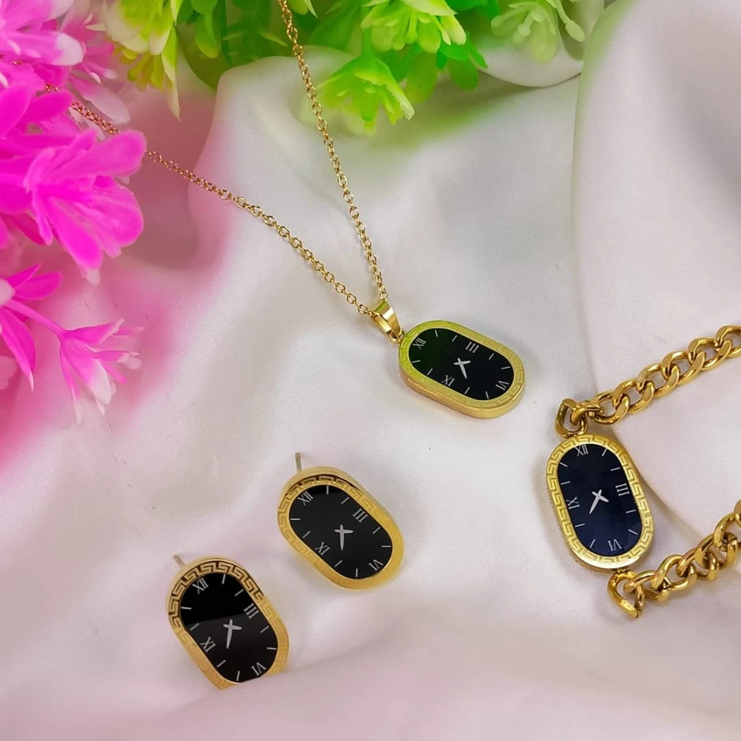  Royal Timepiece Jewelry Set – Earrings, Necklace & Bracelet