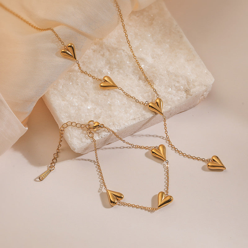 Dil Se Set – Gold Heart Necklace & Bracelet Duo
