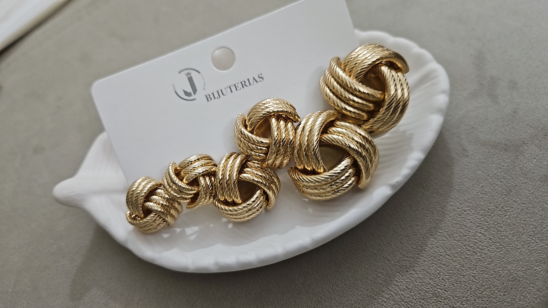 J Bijuterias Twisted Knot Gold Jewelry Set