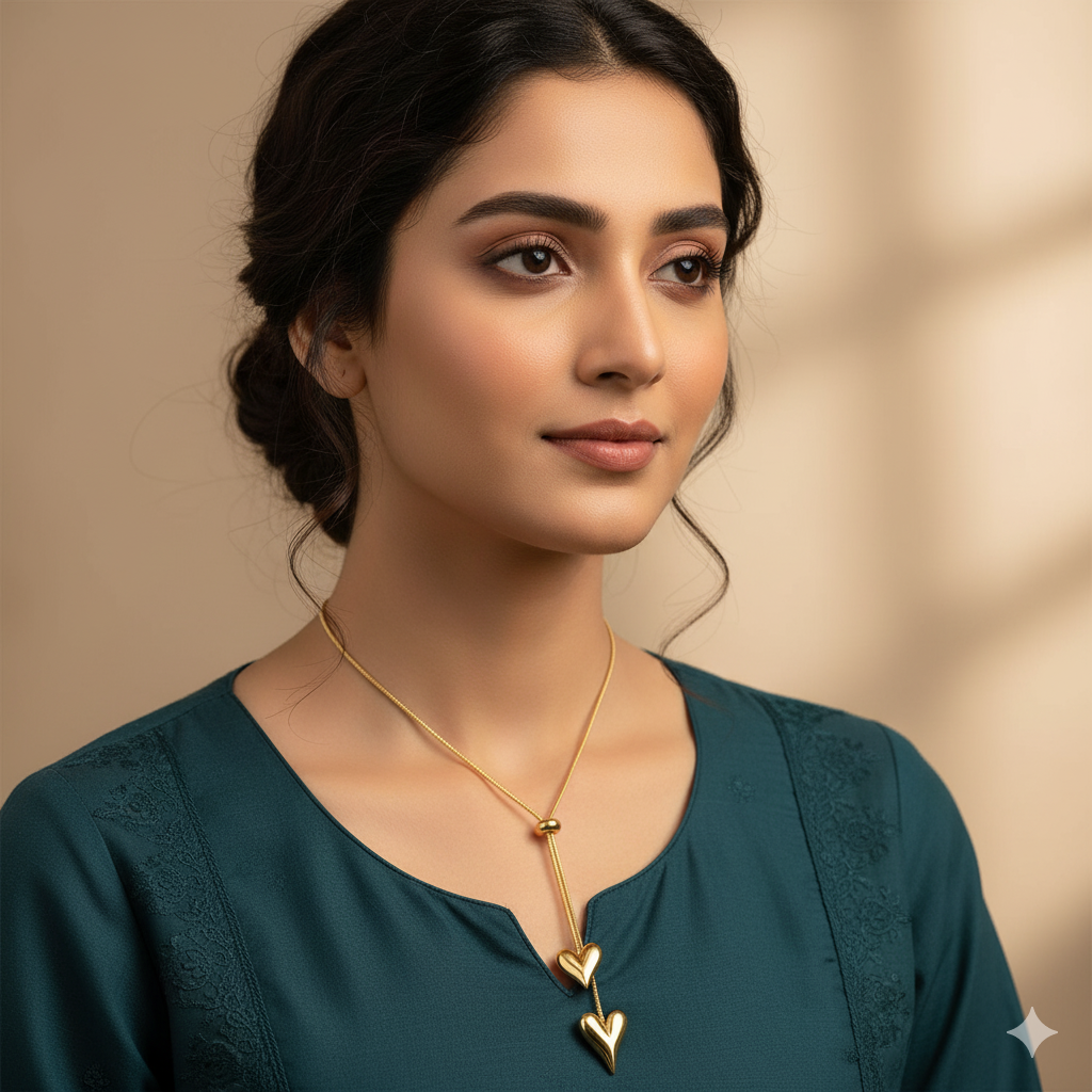 Duo Dil Necklace – Golden Hearts Entwined