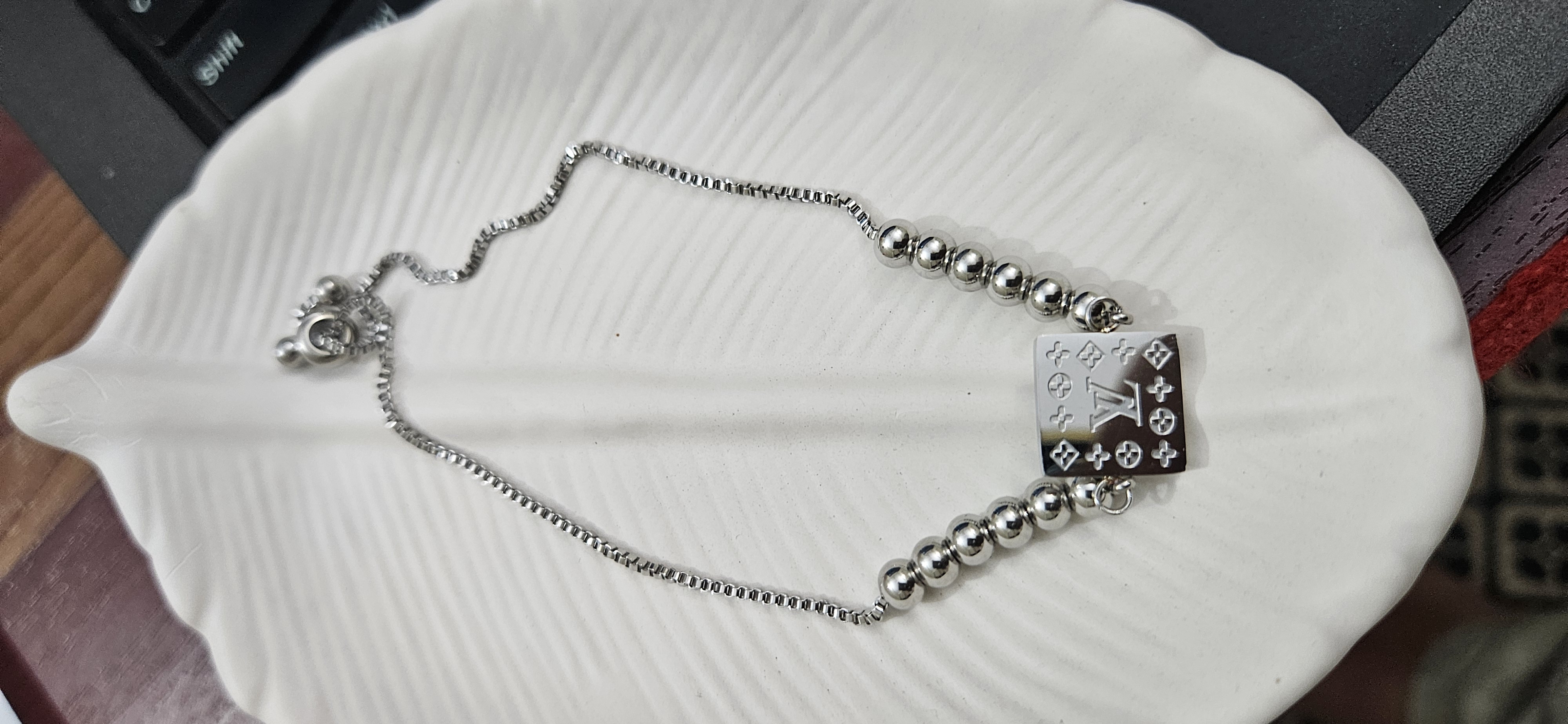 Louis Vuitton-Inspired Silver Charm Bracelet