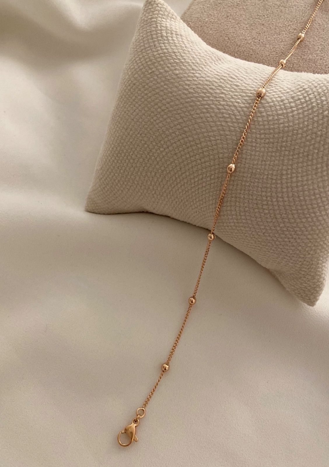 Whisper Chain – Beaded Gold Anklet