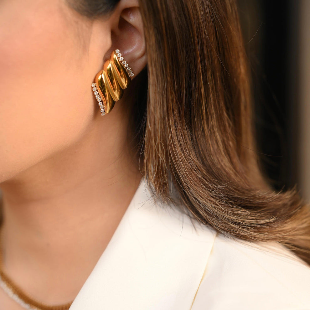 Leher Gold Wave Earrings